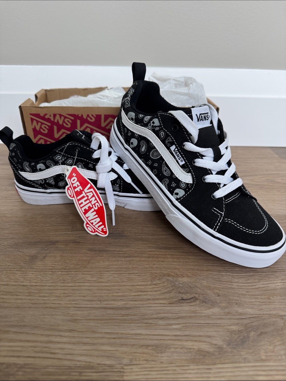 Vans Kids Black & White Paisley Old Skool Sneakers